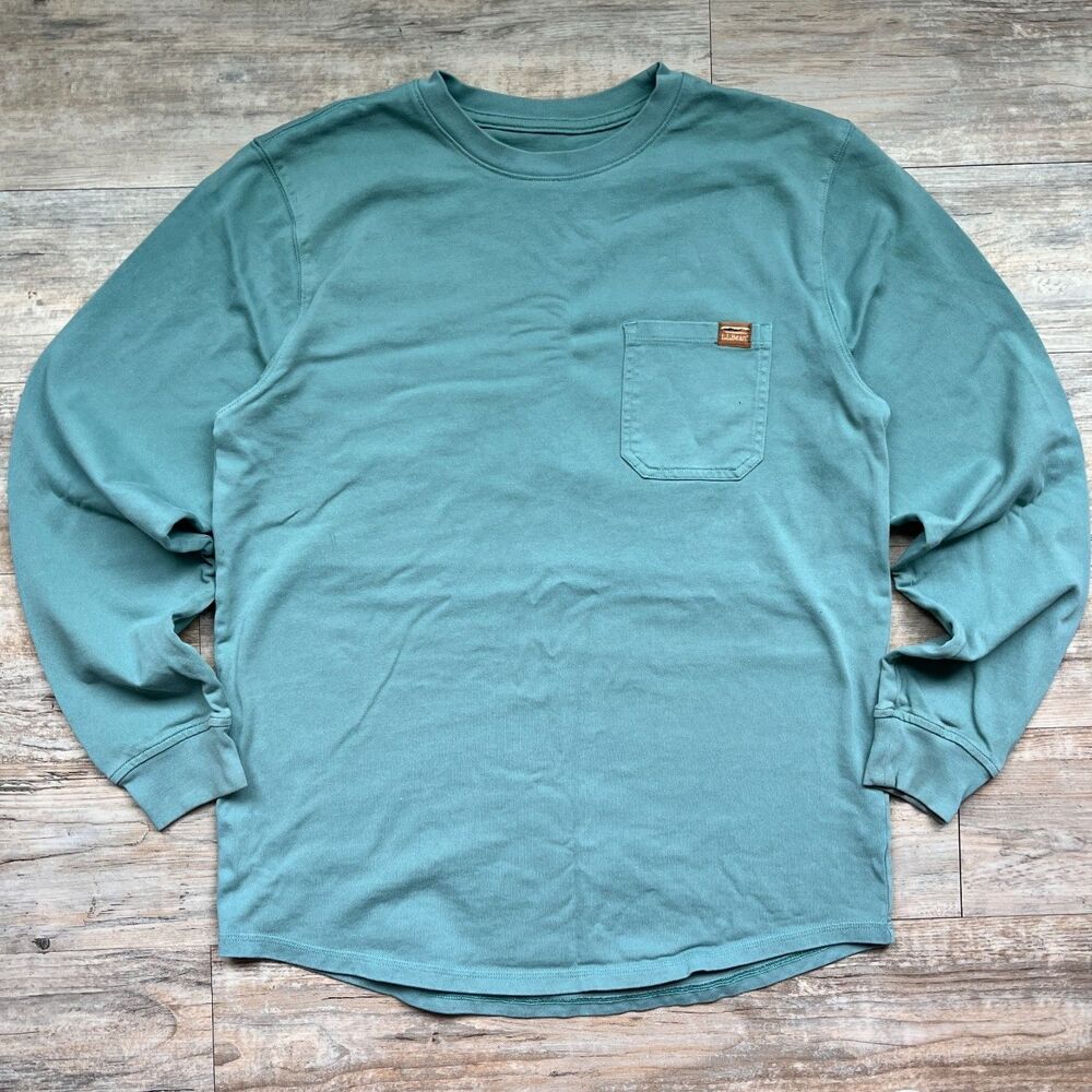 L.L.Bean Teal Long Sleeve Pocket Tee Traditional Fit M Tall Gorpcore